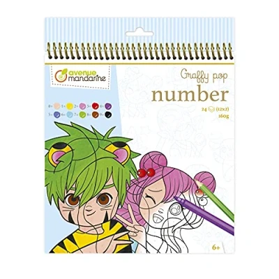 Image de Avenue Mandarine GY108C Un Carnet de Coloriage Graffy Pop Number 24 Pages à numéros À partir 6 Ans Manga