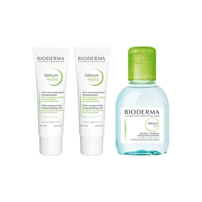 Image de Bioderma Sebium Hydra + H2O Hydrate &amp; Nourrit Ultra Desséchants Apaise et Réduit les Effets de Traitements Visage Peau à Tendance Acnéiques Lot 2x40mL 1x100mL