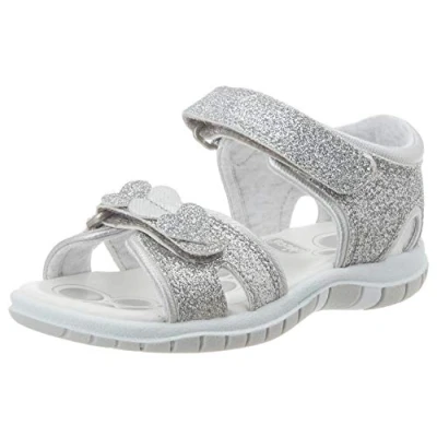 Image de Chicco Sandales à Double Velcro, Confortables, Légères, Flexibles et Transpirantes Fille, Argent (1), 27 EU, Conçu en Italie