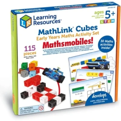 Image de Learning Resources Kit d’activités de mathématiques élémentaires avec cubes MathLink : mathsmobiles, à partir 5 ans