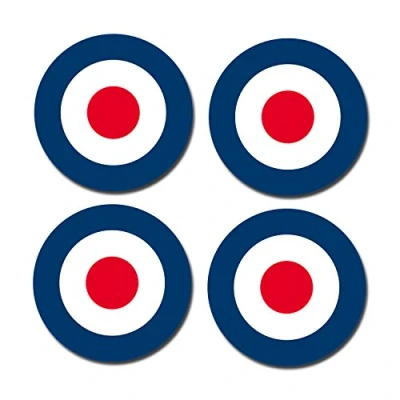 Image de Lot de 4 autocollants en vinyle brillant RAF Roundel The Who Mod Target Vespa #0216 100 mm