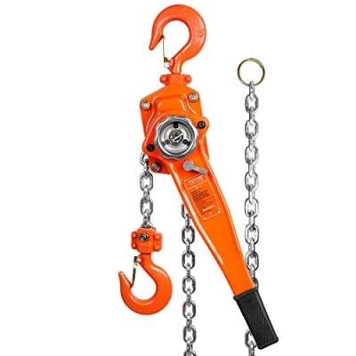Image de VEVOR Palan à Levier Manuel 1,5 T Chaîne Cliquet Manutention Levage 2,8 m Acier au Carbone G80 Frein Weston Double Guidage de Crochet 360 pour Garage Quai Usine Marchandises