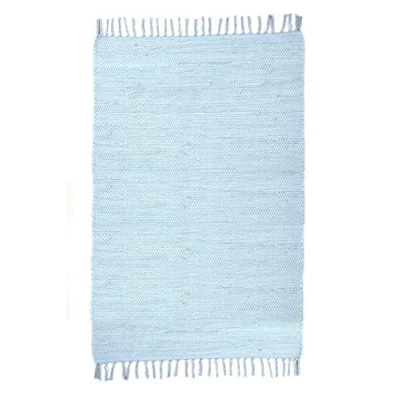 Image de Dhurry avec taches tissé plat tapis en 100% coton; main, lavable, réversible 40 x 60 cm; bleu clair Happy Cotton