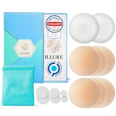 Image de ILLURE® Cache Teton tétons [4 Paires] pour Femmes avec Protection des mamelons réutilisables &amp; lavables Invisible en Silicone de Haute qualité [8 cm Ø]