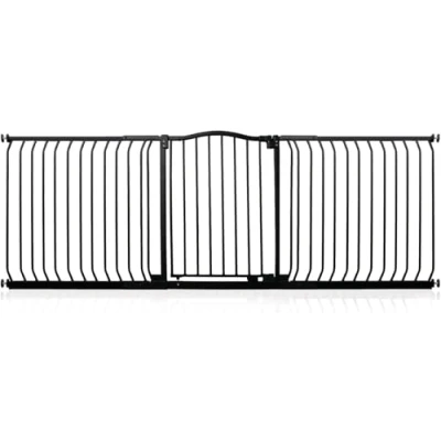 Image de Safetots Barrière de Sécurité Supérieure avec Sommet Courbé, 197cm 206cm, Noir Mat, à Pression pour Escaliers, Bébés Portes, Couloirs et Espaces