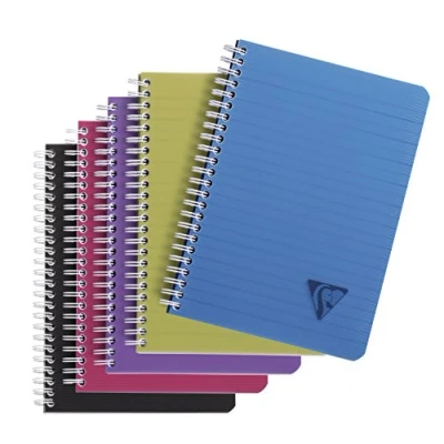 Image de Clairefontaine 329546C Collection Linicolor Intensive Un Carnet à Spirale A5 14,8x21 cm 180 Pages Lignées Papier Blanc 90 g Couverture Polypro Transparent Couleur Aléatoire