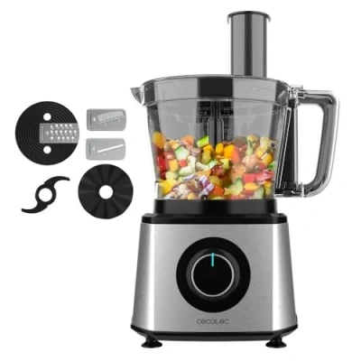 Image de Cecotec Robot culinaire Paprika 1300, 2000W de puissance, en acier inoxydable, bol 3,5 L, 2 vitesses, 3 disques coupe, 1 lame pour hacher et pétrir