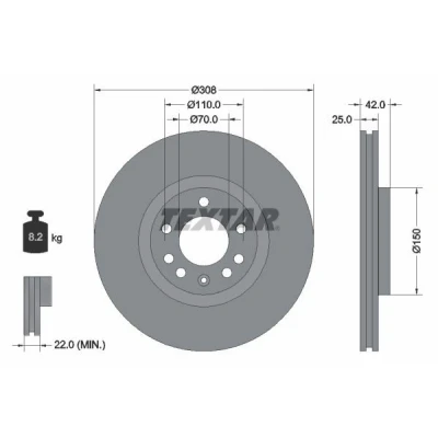 Image de TEXTAR 92110905 Disque de frein OPEL: Corsa D 3/5 portes, Meriva A, Zafira B, SAAB: 9 5 Break, Berline, 3 VAUXHALL: Astra Mk5