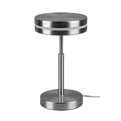 Image de TRIO, Lampe de table, Franklin incl. 1 x LED,SMD,6,0 Watt,3000K,700 Lm. Plastique, Noir, Corps: Métal, Nickel mat Ø:14,0cm, H:25,0cm Interrupteur cordon,IP20,Source lumineuse non remplaçab,