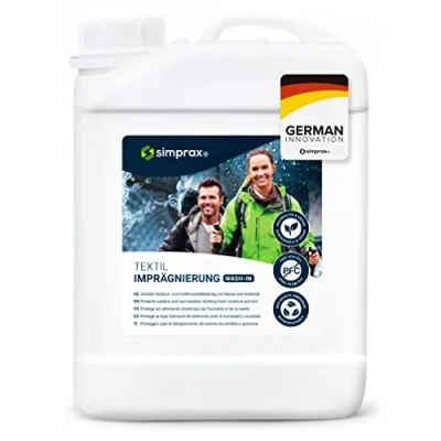 Image de SIMPRAX® Wash in imperméabilisant Textile 2,5 L vetement écologique par rinçage tissu Fonctionnel/d&#039;extérieur Gore Tex Sympatex Lave Linge ou Lavage à Main