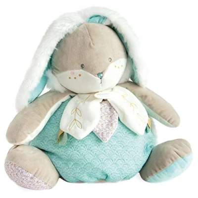 Image de Doudou et Compagnie Peluche Range Pyjama Enfant Lapin 38 cm Vert Amande de Sucre DC3496