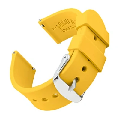 Image de Archer Watch Straps Bracelet de Montre en Caoutchouc Coloré Rechange Silicone pour Classique ou Connectée Libération Rapide (Jaune Naples, 22mm)