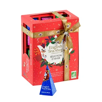 Image de English Tea Shop Coffret thé de Noël bio Sélection d&#039;hiver rouge 4 thés Boîte 12 sachets Cadeau à offrir petit prix