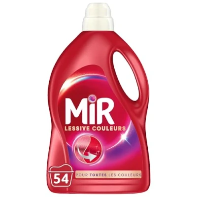 Image de Mir Lessive Liquide Couleurs Main &amp; Machine Raviveur Formule Unique 3en1 Fibres Fraîcheur Nettoie avec Soin Anti Bouloche Pour Toutes les 54 Lavages