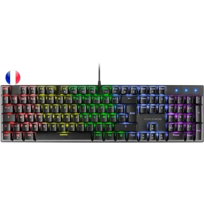 Image de Mars Gaming MK422 Noir, USB 2.0 Clavier Mécanique RGB, Antighosting, Switch Marron, Langue Française