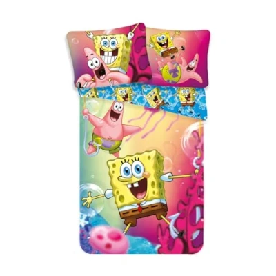 Image de Jerry Fabrics Bob L&#039;eponge Parure De Lit en Coton Multicolore 140 X 200 Cm