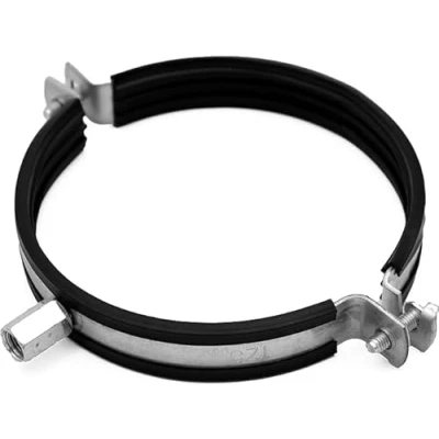 Image de H&amp;C VENT Collier de serrage avec inserts en joint caoutchouc Support HVAC pour conduits d&#039;air Ventilation gaz d&#039;échappement sortie (Ø 200 mm)