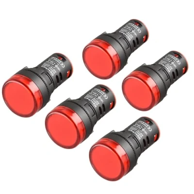 Image de Heschen Lot de 5 voyants lumineux LED 22 mm, AD16 22D/S, 12 VDC 20 mA, couleur la lumière rouge