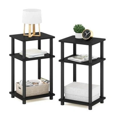 Image de Furinno Juste Turn N Tube Table D&#039;appoint à 3 Niveaux, paquet de 2, Américano