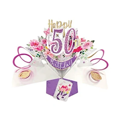 Image de Second Nature Carte de vœux pop up 3D Motif fleurs 50 ans