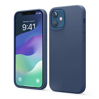 Image de elago Coque Silicone Liquide Compatible avec iPhone 12 et Pro (6,1) Case en Premium, Étui Protection Complète, Cover Antichoc à 3 Structure (Vert Nuit)