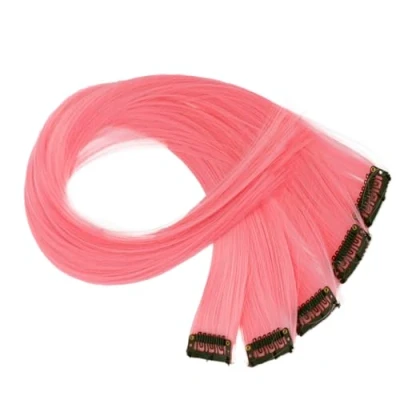 Image de CAISHA 60 cm Coloré Mèche Mèches Extension à Clip De Cheveux Raides Longs Postiche Rose BST137