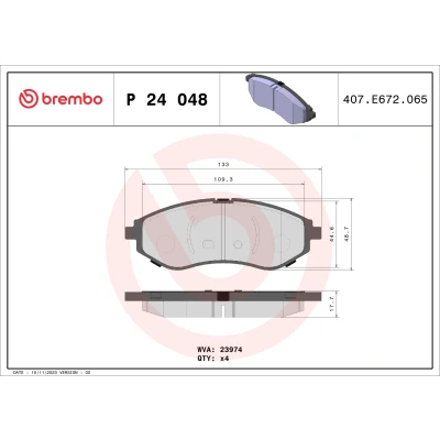 Image de BREMBO P 24 048 Jeu de plaquettes frein contact signal d&#039;usure exclu sans accessoires CHEVROLET: Aveo / Kalos 3/5 portes, 5 portes