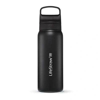 Image de LifeStraw Go Series — Gourde filtrante en inox 700ml pour les voyages et l’utilisation quotidienne. Élimine bactéries, parasites microplastiques, améliore le goût, Nordic Noir (noir)