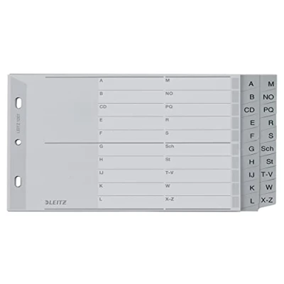 Image de Leitz Intercalaires A5 Touches A Z (Séparation L et M Z), 20 Feuilles, Extra Large, Gris, Onglets Renforcés en Plastique Résistant avec Table des Matières, 12670000