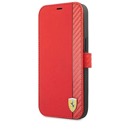 Image de Ferrari FESAXFLBKP13SRE Coque de Protection pour iPhone 13 Mini 5,4&quot; Motif Rayures Carbone Rouge