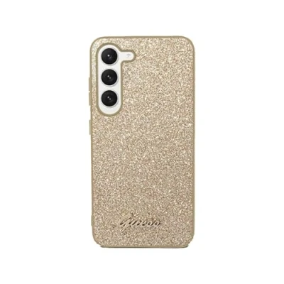 Image de Guess GUHCS24SHGGSHD Coque pour S24 S921 Doré Rigide Paillettes Script
