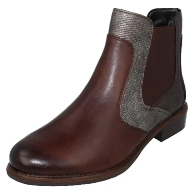 Image de Remonte Bottines Chelsea décontractées à talon bas pour femme D0F70, Marron Combi Marron, 39 EU