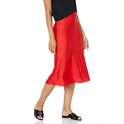 Image de The Drop Maya Jupe soyeuse à enfiler pour Femme, Rouge, S