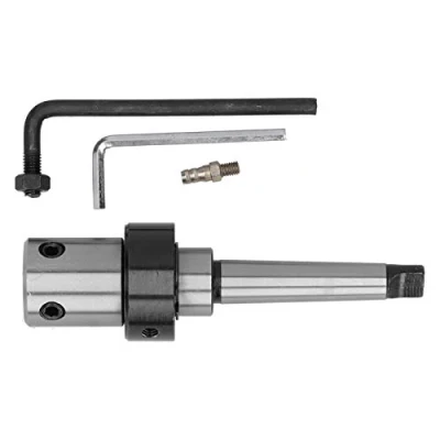 Image de Douille de Réduction Cône Morse en Acier Argenté MTR8 avec 2 Clés + Accessoire, Guide mèche MT2 19,05 mm pour Perceuses Magnétiques, Radiales, D&#039;établi