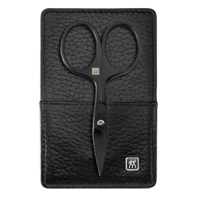 Image de ZWILLING Manucure kit (3 pièces, étui de rangement en cuir véritable, set voyage, avec ciseaux à ongles), Premium, Black Edition