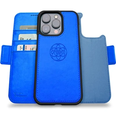 Image de dreem Fibonacci Compatible avec iPhone 14 Pro Max funda cartera / 2 en 1 étui Antichoc et Folio Amovible Cuir végétal, MagSafe, Protection RFID [Océan]