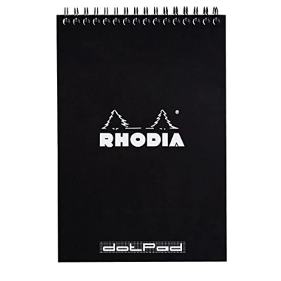 Image de RHODIA 165039C Notepad Bloc Notes à Spirale (Reliure Intégrale) Noir A5 14,8 x 21 cm Pointillés Dot 80 F Détachables Papier Clairefontaine g/m² Carte Enduite Souple et Résistante