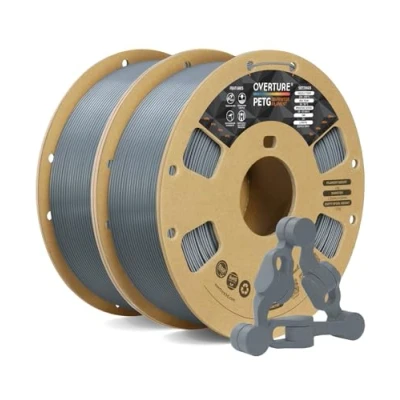 Image de OVERTURE PETG Filament 1.75mm, Bobine de 2kg(4,4lbs), Précision dimensionnelle +/ 0,02 mm (Gris Clair 1kg*2)