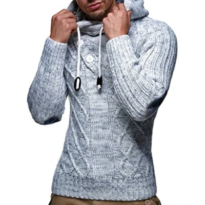 Image de Leif Nelson pour des Hommes Pullover Hoodie Pull à Capuche en Tricot LN5400 Taille XL Gris Brut