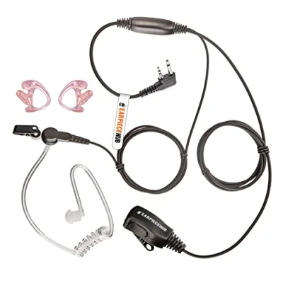 Image de Earpiece Hub Oreillette Radio Icom (Angle Droit 2 Broches) avec Embouts