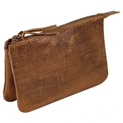 Image de Clairefontaine 410045C Porte Monnaie, trousse 2 Compartiments en Véritable Cuir d&#039;Agneau Kleo Pathra 13x9 cm, Bronze