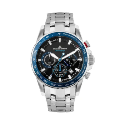 Image de Jacques Lemans Liverpool Montre à aiguilles, Homme, Taille: One Size, Steel black blue