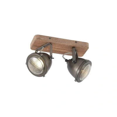 Image de Lindby Spot Farovi à intensité variable (Modern, Industriel) en Noir Bois e. a. pour Salon &amp; Salle manger (à 2 lampes, GU10), Lampe encastrable, plafonnier, applique