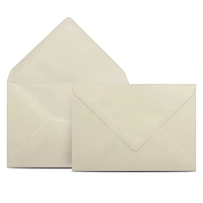 Image de Colours 4 you Lot de 25 Enveloppes DIN C6 Crème 11,4 x 16,2 cm avec fermeture humide Rabat pointu sans fenêtre