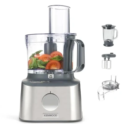 Image de Kenwood Multipro Compact + FDM315SS Robot de cuisine compact, 2,1 l, balance intégrée, couteau en acier inoxydable, 4 disques travail et 5 autres accessoires, boîtier métal, 800 W, argenté
