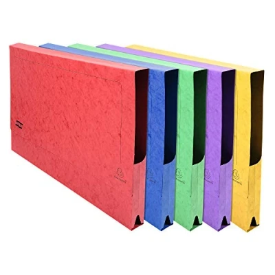 Image de Exacompta Réf. 4780Z 1 chemise poche en carte lustrée 225g/m² Soufflet de 32 mm Dimensions extérieures : 45,5 x32,5 cm pour documents à classer au format A3 5 couleurs aléatoires