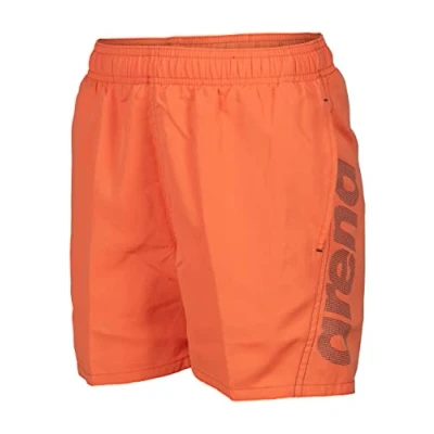 Image de Arena Fundamentals Logo R Junior Boys Beach and Pool Boxer Shorts, Maillot de Bain en Tissu Doux Recyclé à Séchage Rapide, Plage avec Slip Intérieur Maille
