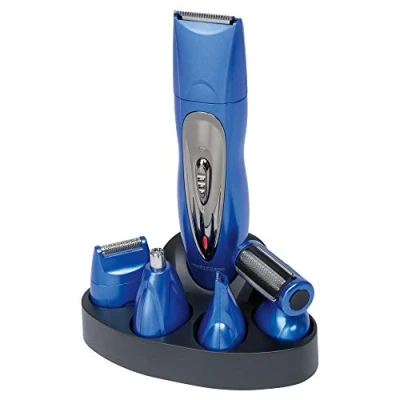 Image de ProfiCare Set de Tondeuse àlectrique 5 en 1 Cheveux/Barbe Epilateur pour Le Nez/Oreilles Bleu Inclus 6 Accessoires