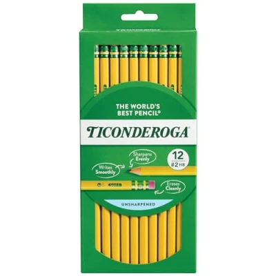 Image de Dixon Ticonderoga Boîte à crayons en bois # 2 Box of 12 (Hang Tab) jaune