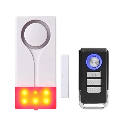 Image de Mengshen Alarme pour Porte et Fenêtre Antivol sans Fil avec Un Son Puissant de 105 DB Une Lumière Vive, Facile à Installer (Comprend 1 Télécommande)